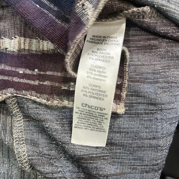 Chicos 1 Size Small Multicolor Stripe Rayon Cardigan Open Front Coverup Shawl - Picture 4 of 7